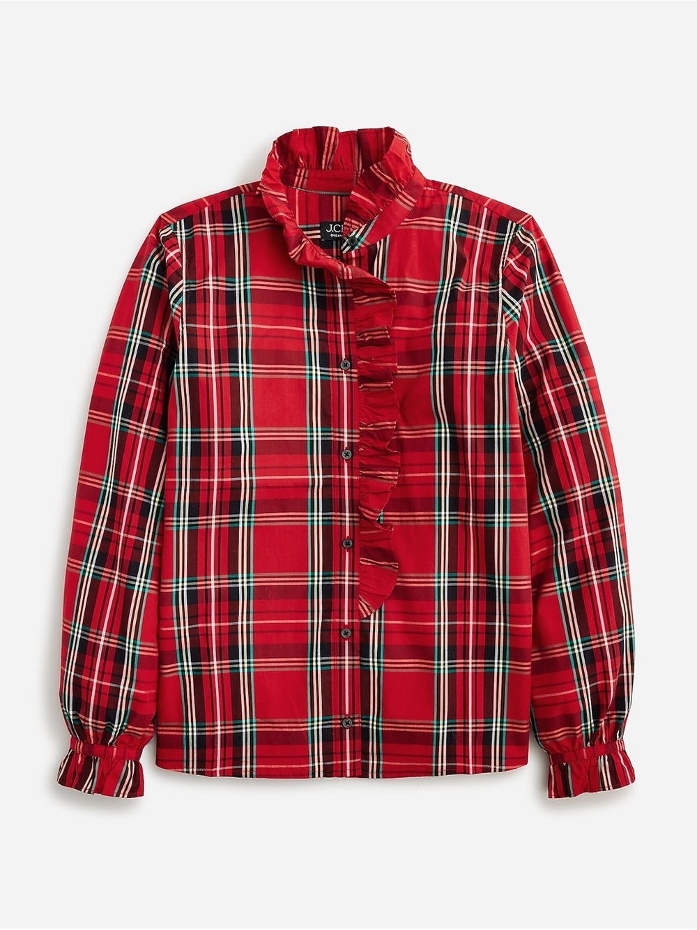 J.Crew Cottage Plaid Cotton Poplin Top Size 14 Organic Cotton